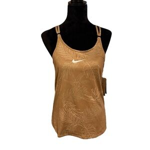 Nike Women's Brown Tank Top with Leaf Design
